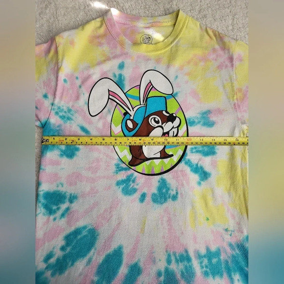 BUCEE'S EASTER BUNNY TIE DYE TSHIRT "BUT DID YOU DYE" GRAPHIC ON BACK - Picture 3 of 4
